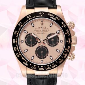 Rolex Daytona 40mm De Los Hombres 116515 Esfera De Oro Rosa Correa De Cuero