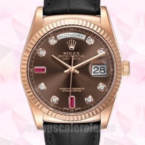 Rolex Day-Date De Los Hombres 118135-0085 36mm Reloj Esfera Marrón