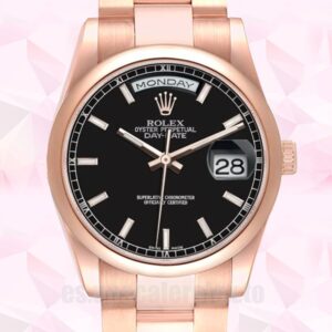 Rolex Day-Date 36mm De Los Hombres 118205 Automático Esfera Negra