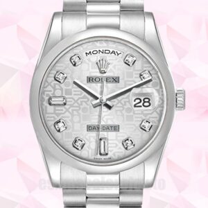 Rolex Day-Date 118206 De Los Hombres 36mm Automático Esfera del jubileo de plata