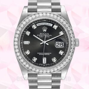 Rolex Day-Date 36mm 118346 De Los Hombres Tono Plateado Reloj