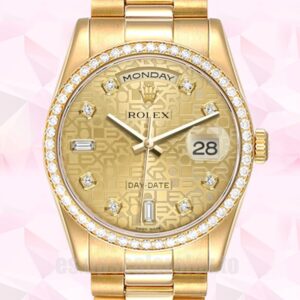 Rolex Day-Date 36mm m118348-0037 De Los Hombres Tono Dorado Pulsera De Ostras