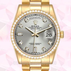 Rolex Day-Date 36mm De Los Hombres m118348-0077 Presidente Pulsera Esfera Gris