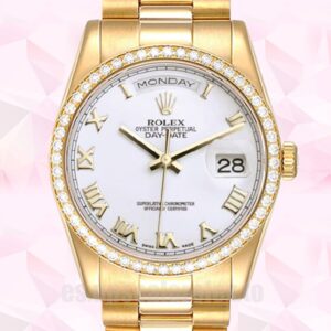 Rolex Day-Date De Los Hombres 36mm m118348-0150 Presidente Pulsera Esfera Blanca
