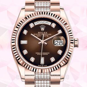 Rolex Day-Date 36mm m128235-0038 De Los Hombres Esfera Marrón Tono Oro Rosa