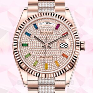Rolex Day-Date m128235-0040 De Los Hombres 36mm Esfera Con Pavé De Diamantes Automático