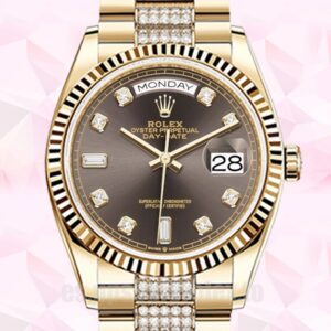 Rolex Day-Date m128238-0024 De Los Hombres 36mm Tono Dorado Esfera Marrón