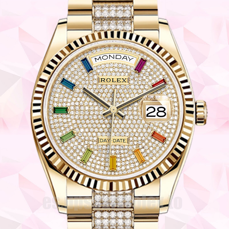 Rolex Day-Date De Los Hombres 36mm m128238-0052 Esfera Con Pavé De Diamantes - Replicas Relojes | Comprar Mejores Replica Rolex Watches