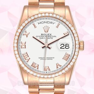 Rolex Day-Date De Los Hombres 36mm m128345rbr-0054 Esfera Blanca