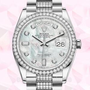 Rolex Day-Date 36mm De Los Hombres m128349rbr-0014 Tono Plateado Esfera De Nácar