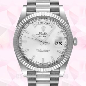 Rolex Day-Date 218239 41mm De Los Hombres Esfera Blanca Reloj