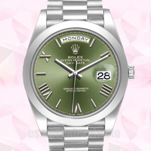 Rolex Day-Date 40mm m228206-0027 De Los Hombres Esfera Verde Presidente Pulsera