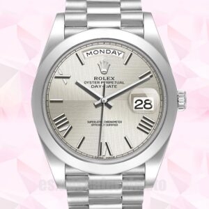 Rolex Day-Date 228206 40mm De Los Hombres Esfera Plateada Presidente Pulsera
