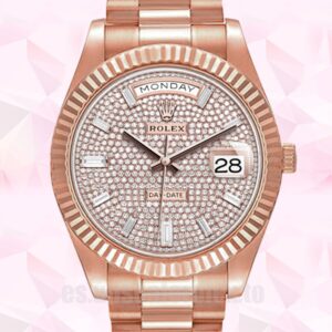 Rolex Day-Date De Los Hombres m228235-0036 41mm Esfera Con Pavé De Diamantes Tono Oro Rosa