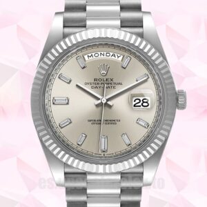 Rolex Day-Date 41mm m228236-0002 De Los Hombres Presidente Pulsera Esfera Plateada