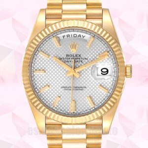 Rolex Day-Date 228238 41mm De Los Hombres Esfera de rayas plateadas Automático