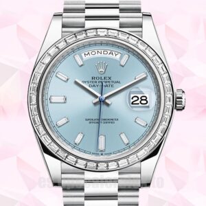 Rolex Day-Date De Los Hombres 41mm m228396tbr-0002 Esfera Azul Tono Plateado
