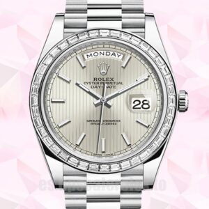 Rolex Day-Date m228396tbr-0022 41mm De Los Hombres Esfera de rayas plateadas Reloj