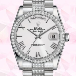 Rolex Day-Date 118346 36mm De Los Hombres Esfera Plateada Reloj